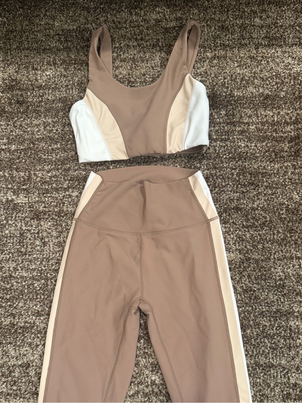 Mauve Side-Stripe Active Leggings with Matching Bra.